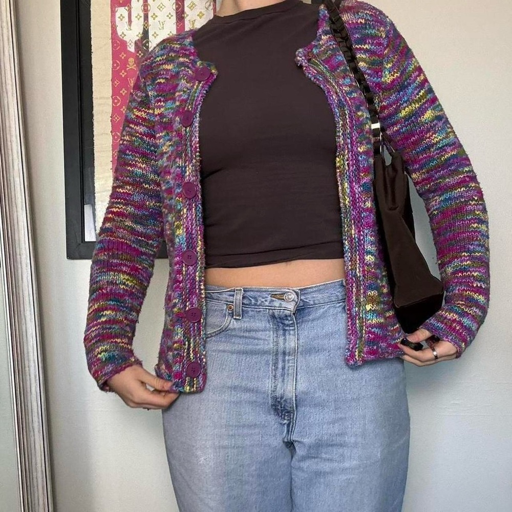 Talbots Colorful Knit Button-Up Cardigan - Picture 5 of 6